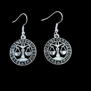 Libra Zodiac Earrings Round